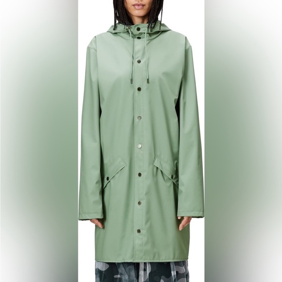 RAINS THE LONG JACKET UNISEX SZ XXL IN HAZE (green) NIB RAINCOAT - Picture 2 of 5